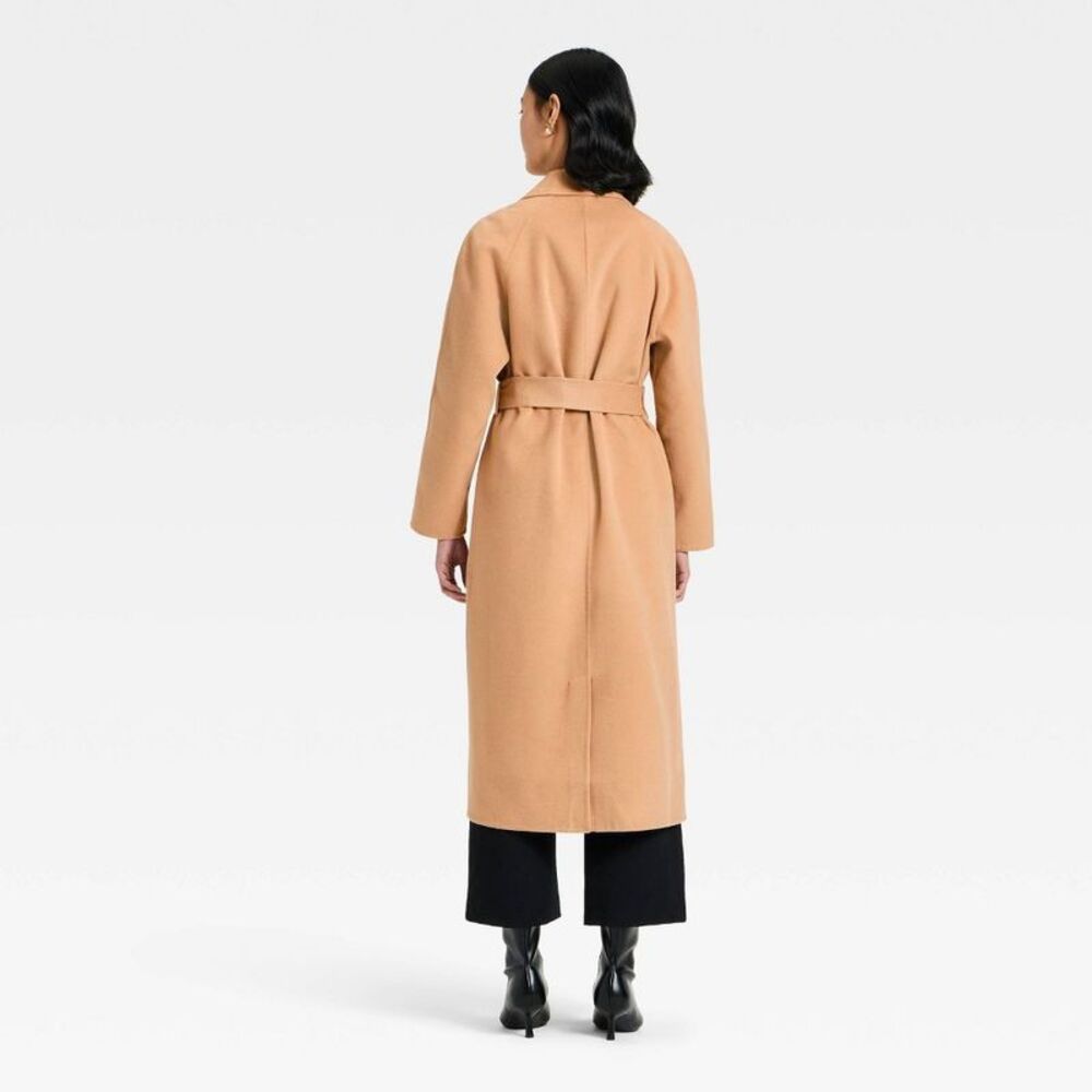 Women's Double Faced Wrap Coat - A New Day Camel XL - Picture 2 of 3